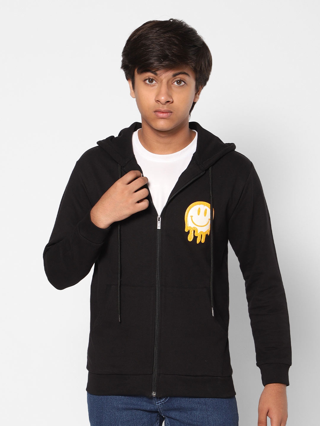 

TeenTrums Boys Front-Open Hooded Cotton Sweatshirt, Black