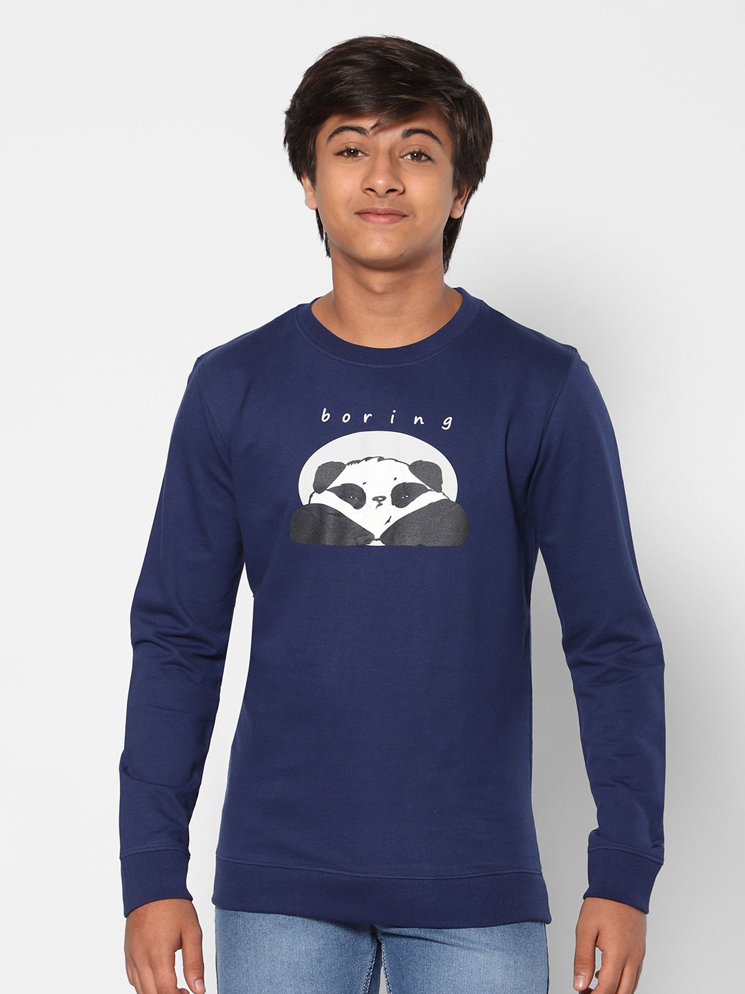 

TeenTrums Boys Typography Printed Round Neck Cotton Sweatshirt, Navy blue