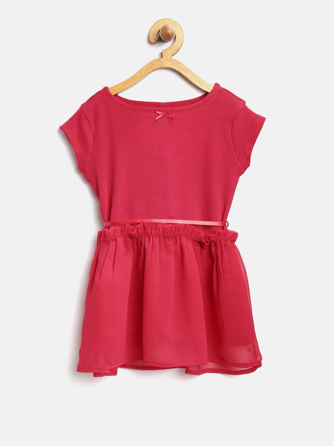 

United Colors of Benetton Girls Red Self-Design Fit and Flare Dress