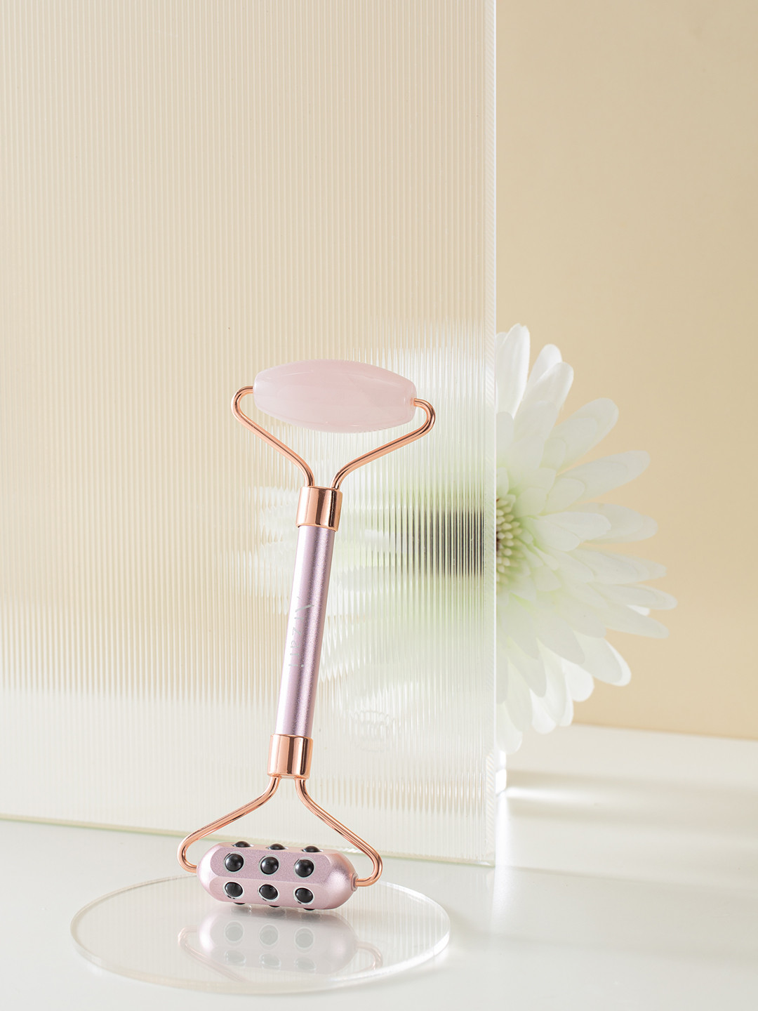 

Arzari 18 Germanium Jade Rose Quartz Facial Massaging Roller - Rose Quartz, Pink
