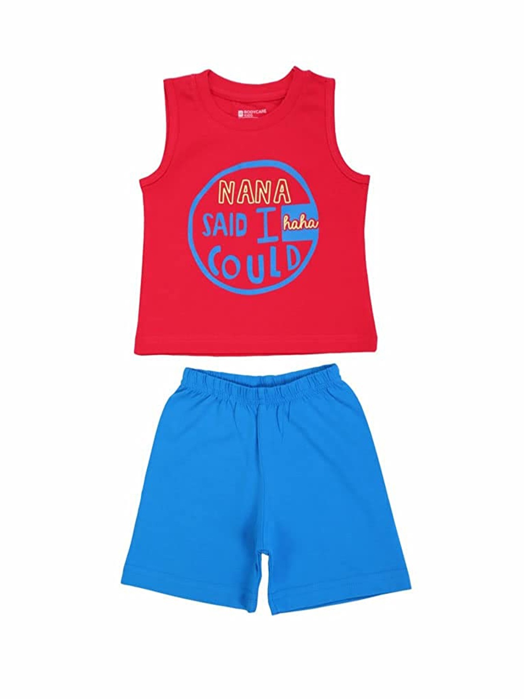 

Bodycare Kids Boys Printed Cotton T-shirt with Shorts Set, Red