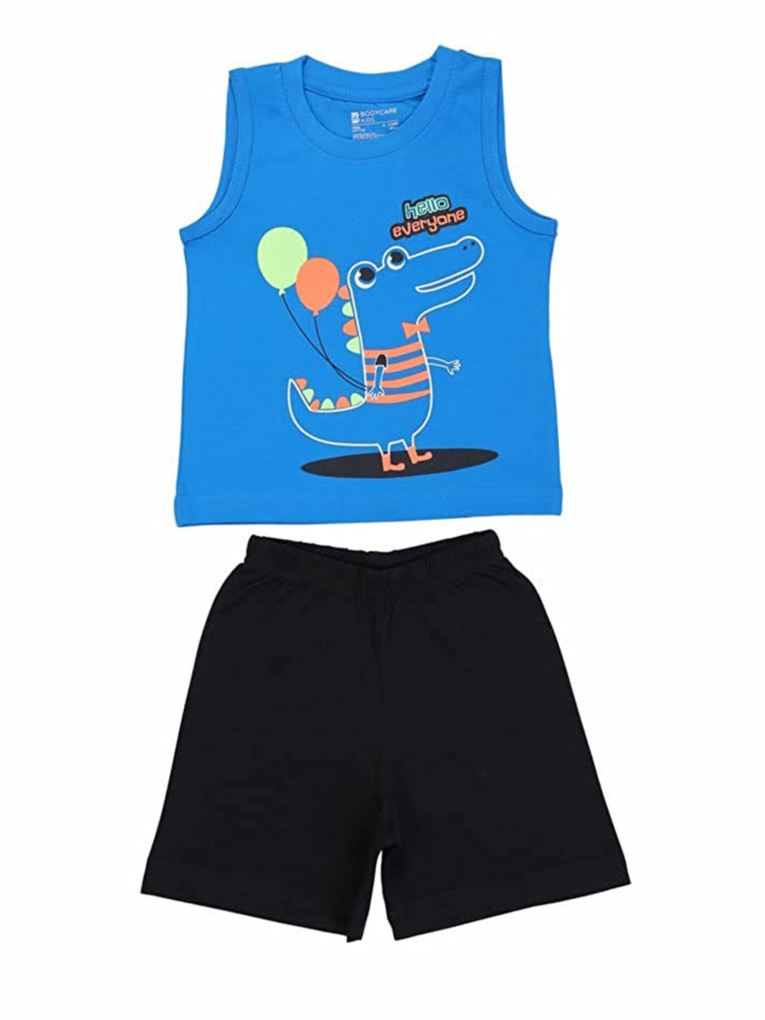 

Bodycare Kids Boys Printed Cotton T-shirt with Shorts Set, Blue