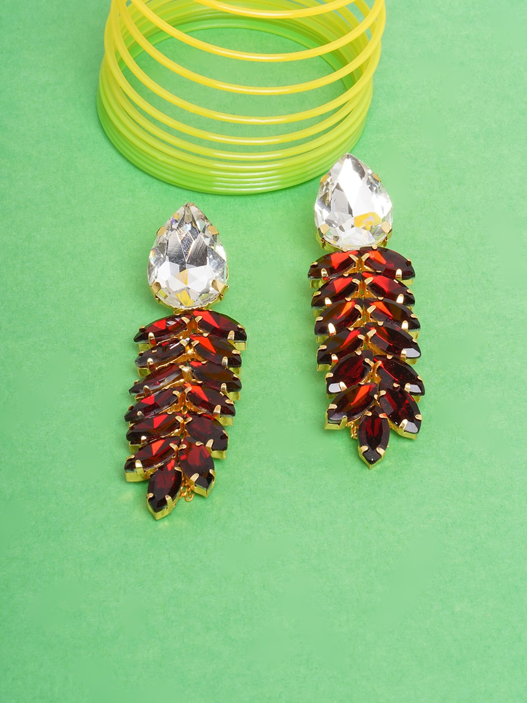 

Anouk Gold Plated Stone Studded Contemporary Drop Earrings