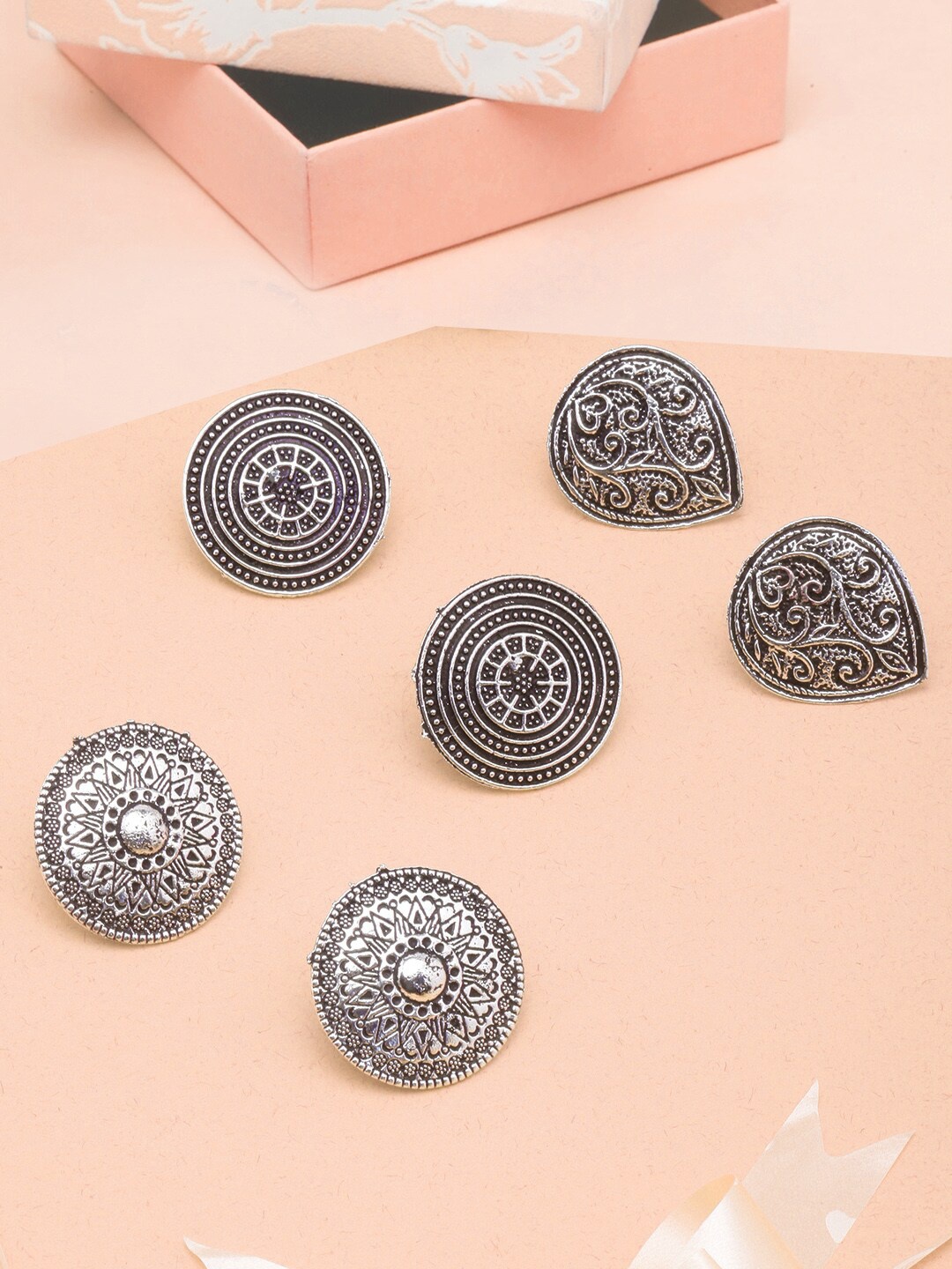 

Anouk Set Of 3 Silver Plated Contemporary Studs Earrings