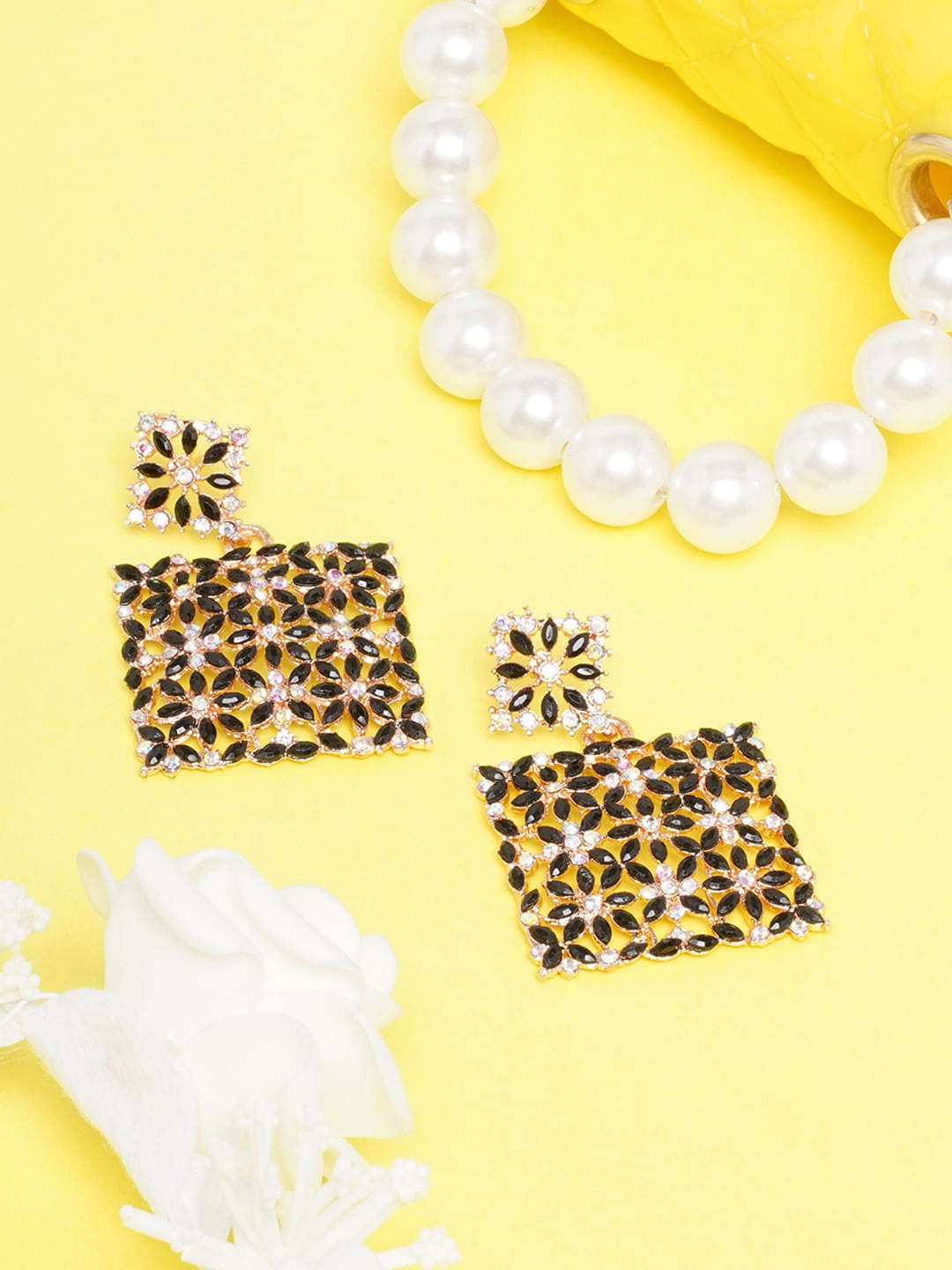 

Anouk Gold-Plated Contemporary Drop Earrings, Black
