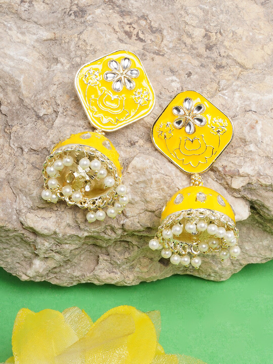 

Anouk Gold-Plated Embellished Contemporary Jhumkas Earrings, Yellow