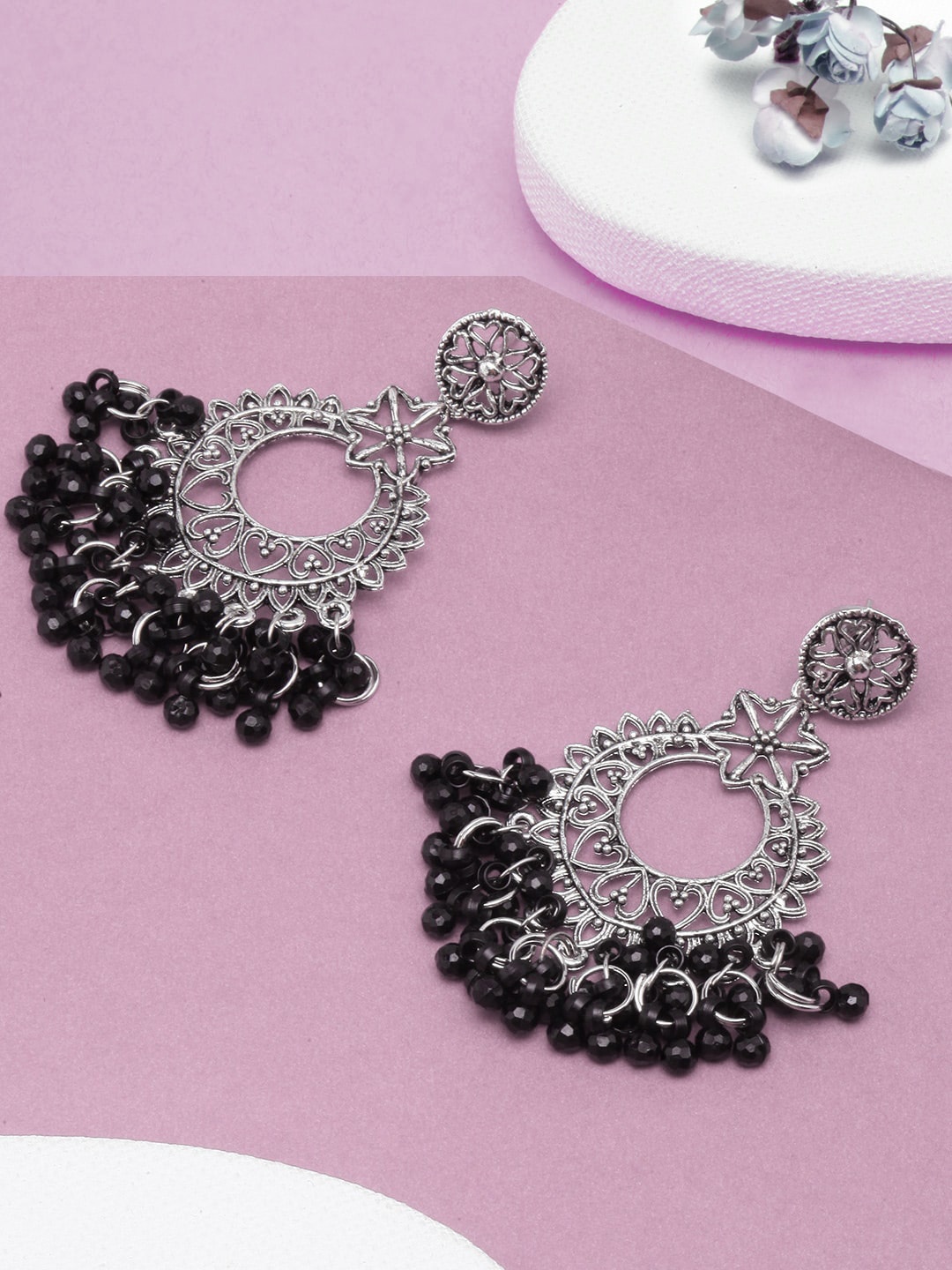 

Anouk Gold-Plated Contemporary Drop Earrings, Black