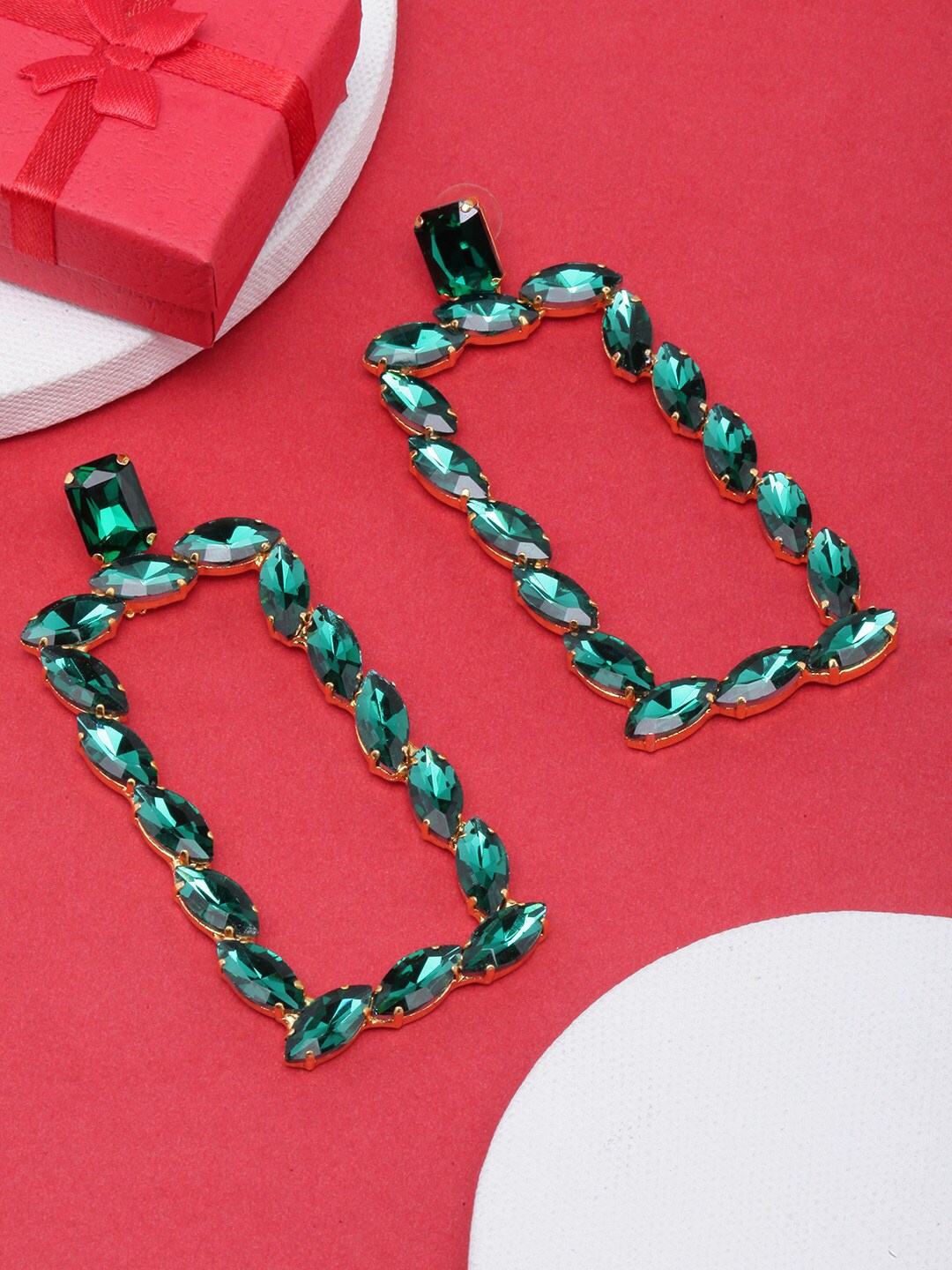 

Anouk Gold-Plated Geometric Drop Earrings, Green