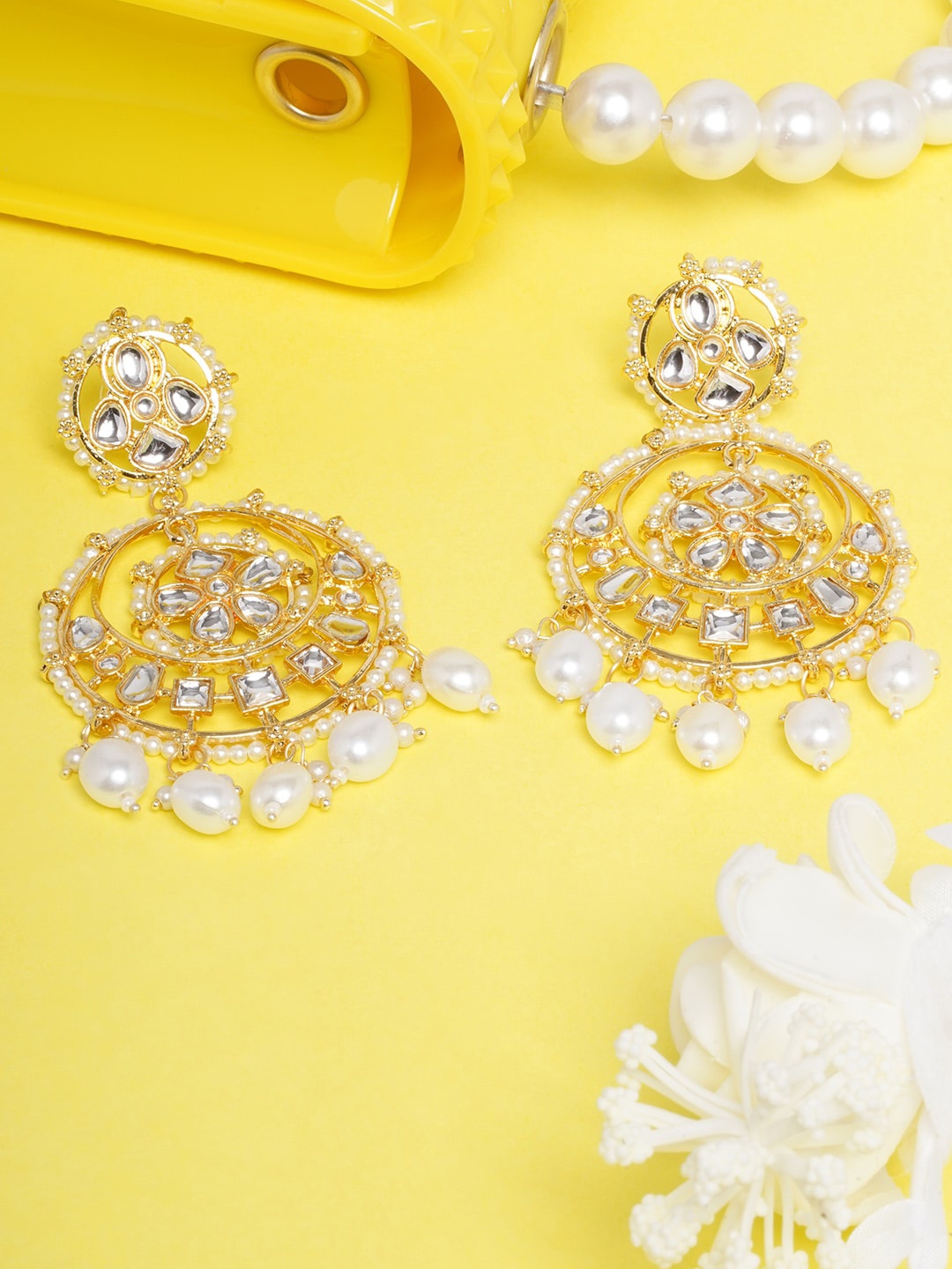 

Anouk Gold-Plated Contemporary Drop Earrings, White