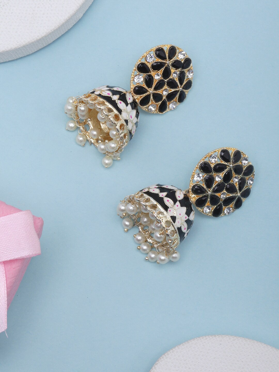 

Anouk Gold-Plated Contemporary Jhumkas Earrings, Black