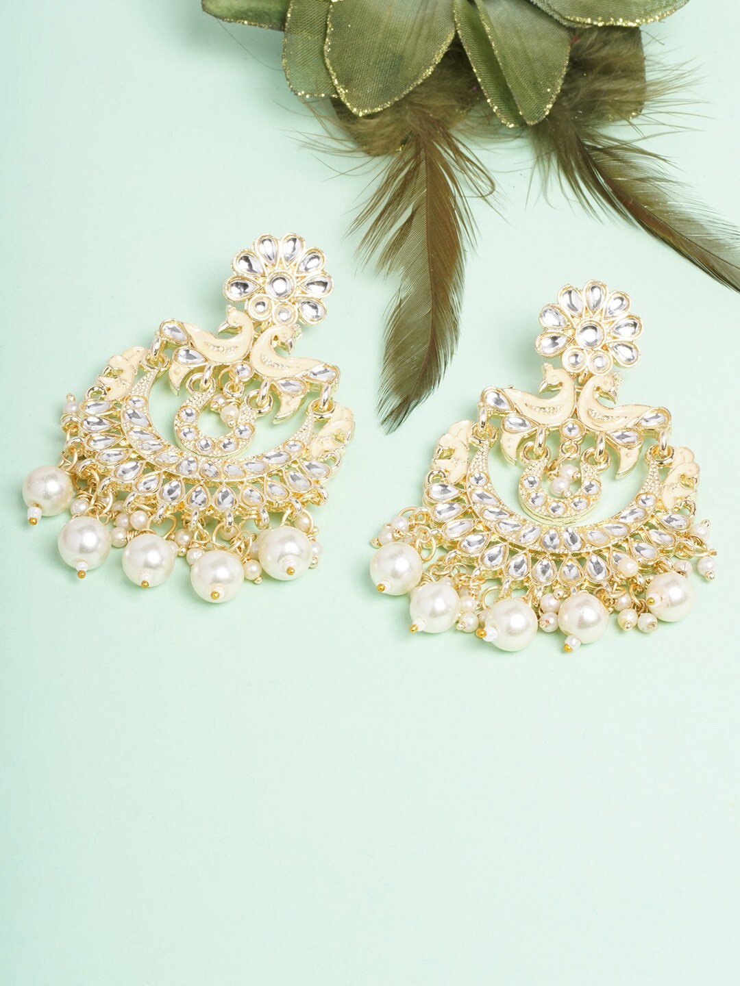 

Anouk Gold Plated Kundan Studded Contemporary Drop Earrings