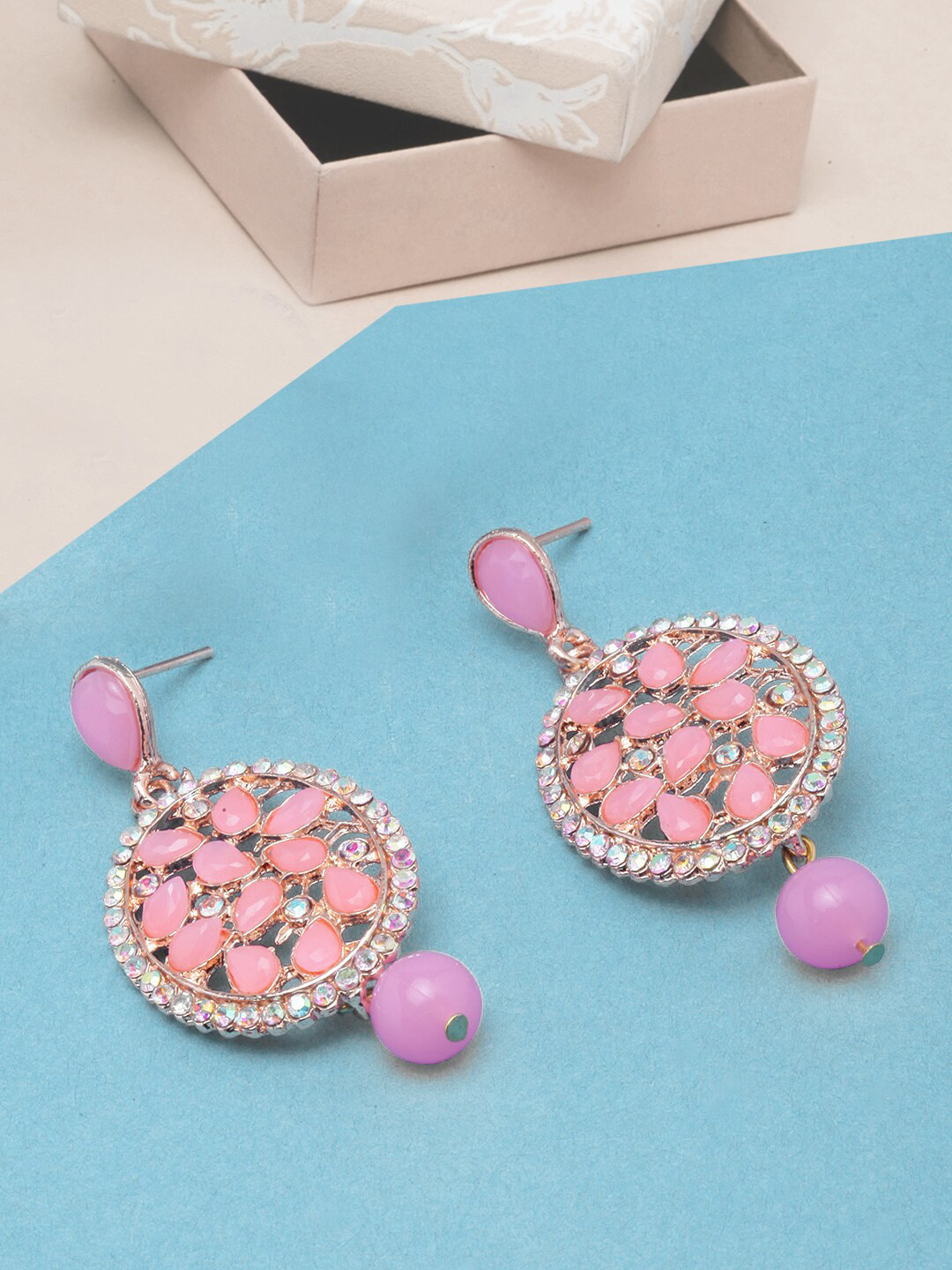 

Anouk Gold-Plated Oval Studs Earrings, Pink