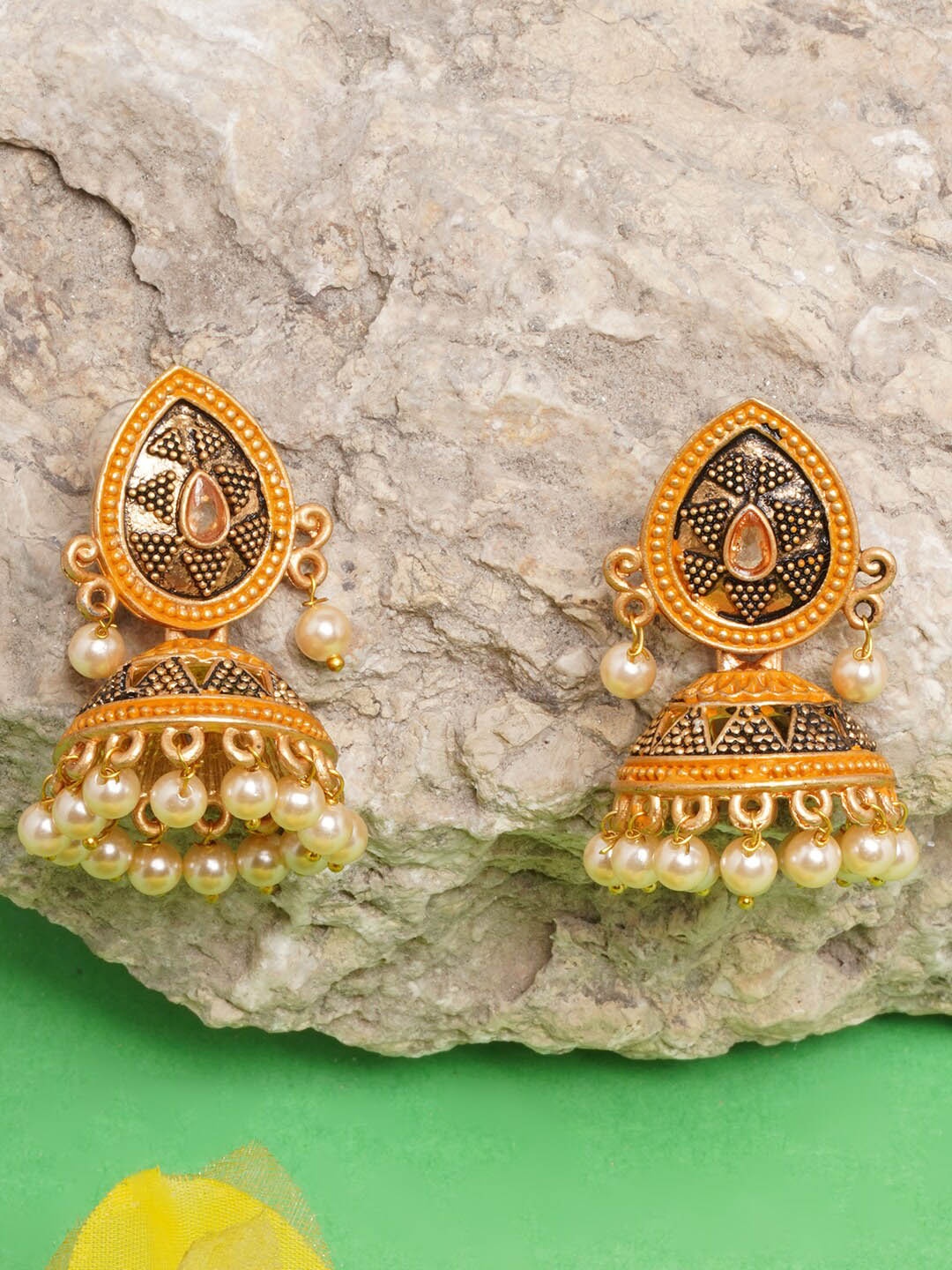 

Anouk Gold-Plated Contemporary Jhumkas Earrings