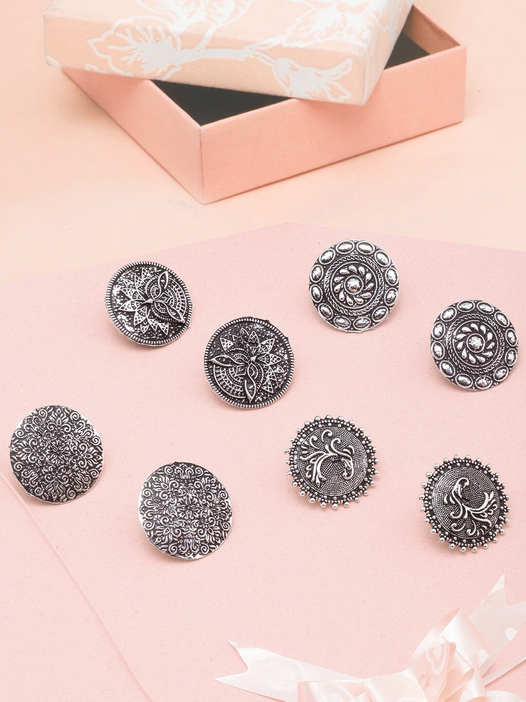 

Anouk Set Of 4 Silver-Plated Circular Studs Earrings