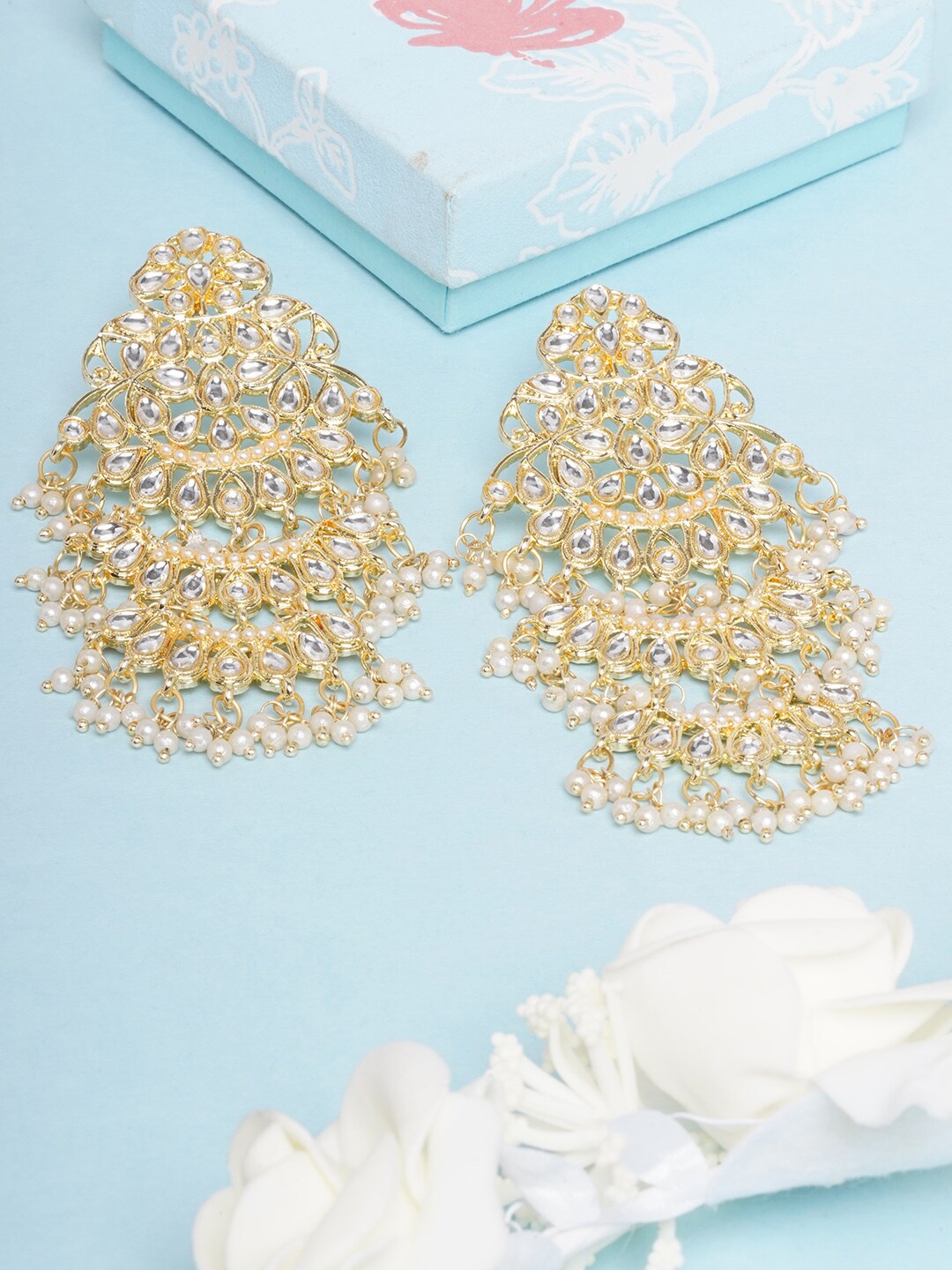 

Anouk Gold-Plated Contemporary Chandbalis Earrings, White