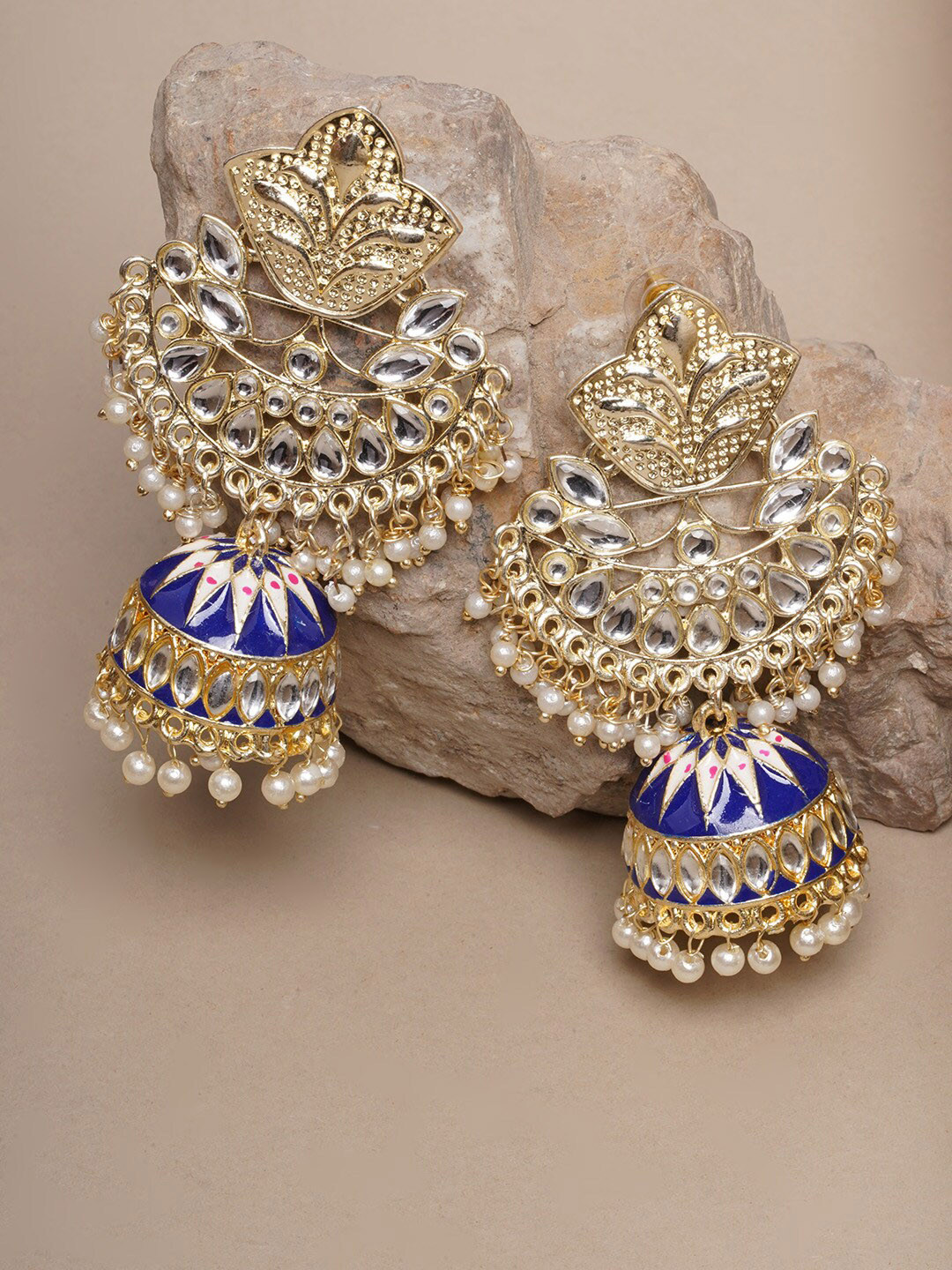 

Anouk Gold-Plated Contemporary Enamelled Jhumkas Earrings, Blue