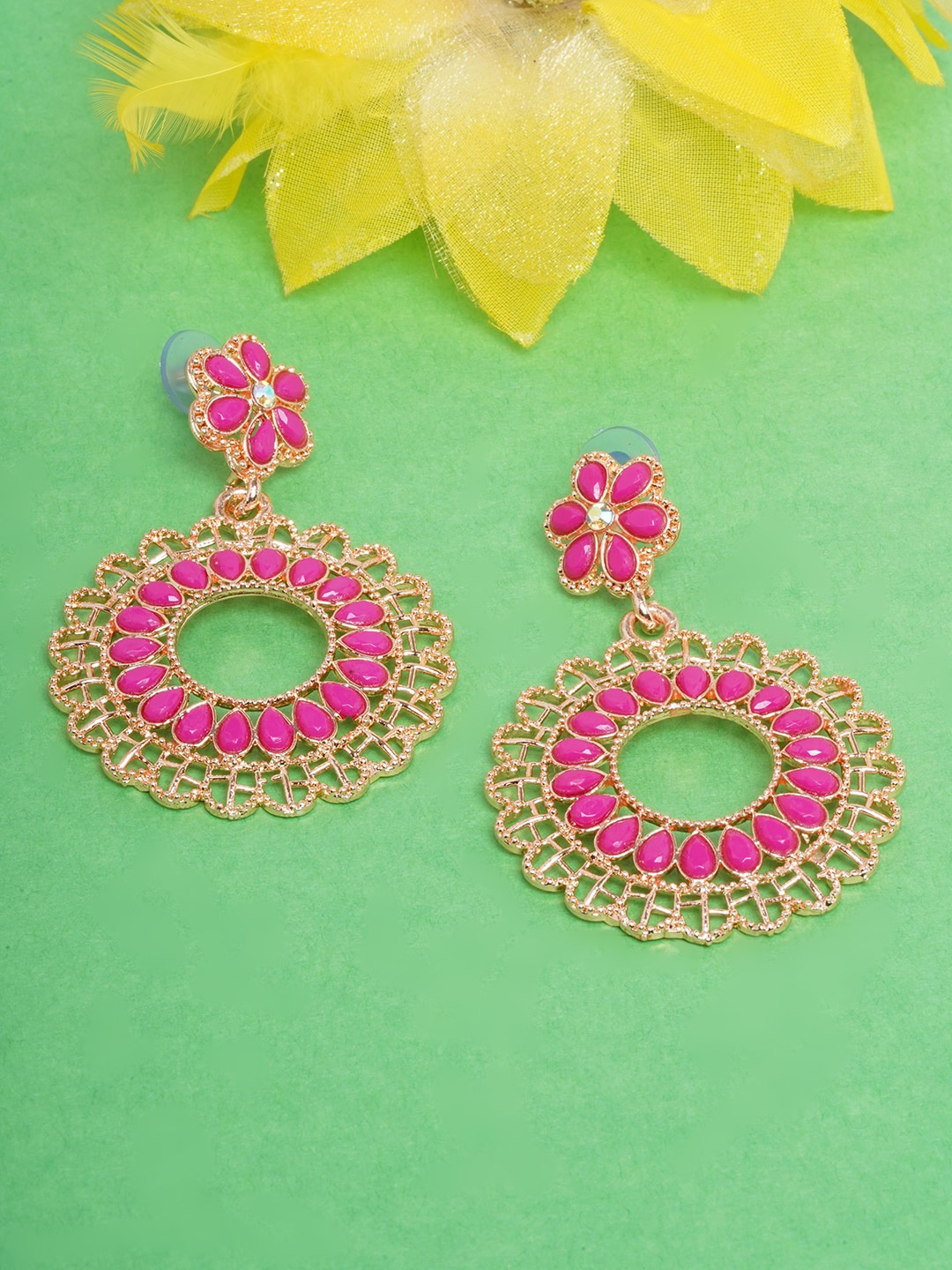 

Anouk Rose Gold-Plated Contemporary Drop Earrings, Pink
