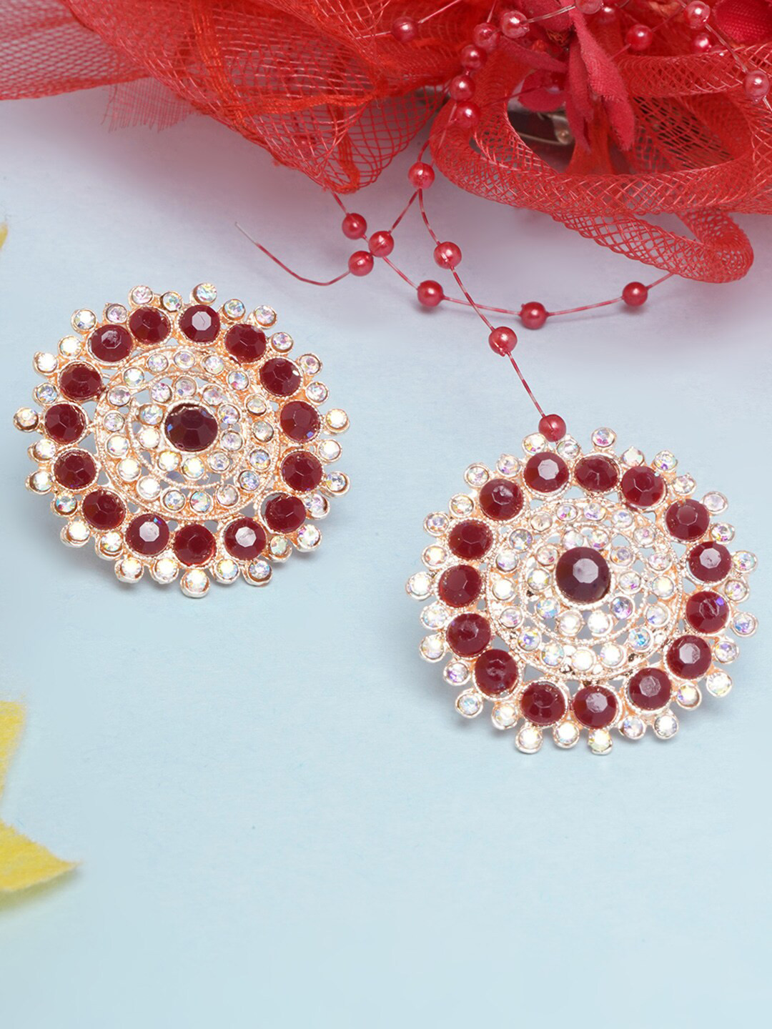 

Anouk Gold-Plated Contemporary Studs Earrings, Red