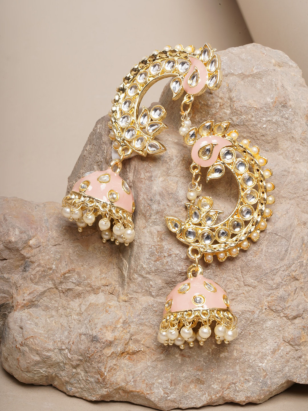 

Anouk Gold-Plated Contemporary Jhumkas Earrings, Peach