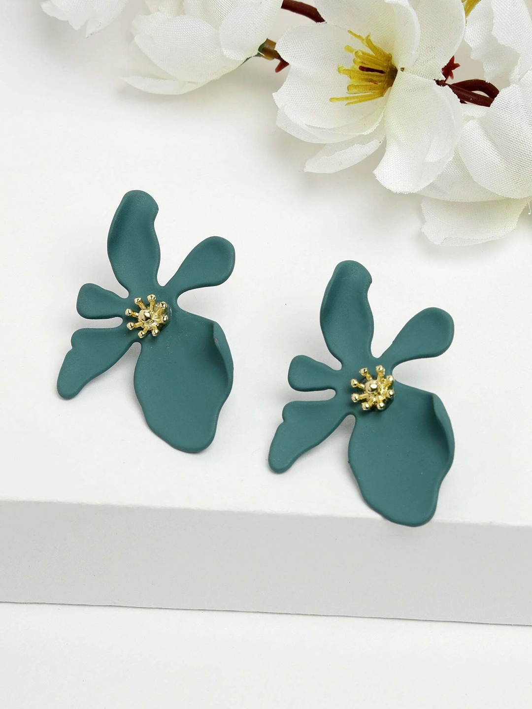 

AVANT-GARDE PARIS Gold-Plated Floral Studs Earrings, Green