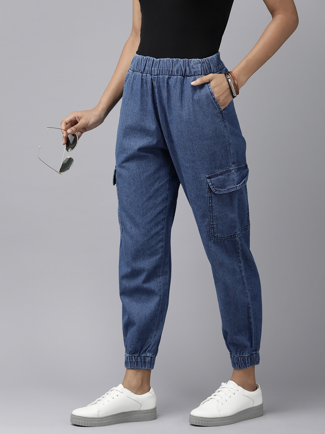 

Roadster Women Mid-Rise Jogger Jeans, Blue