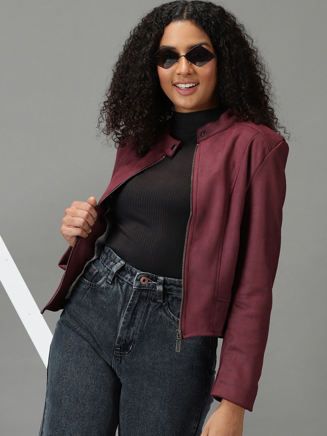 

SHOWOFF Women Corduroy Bomber Jacket, Purple