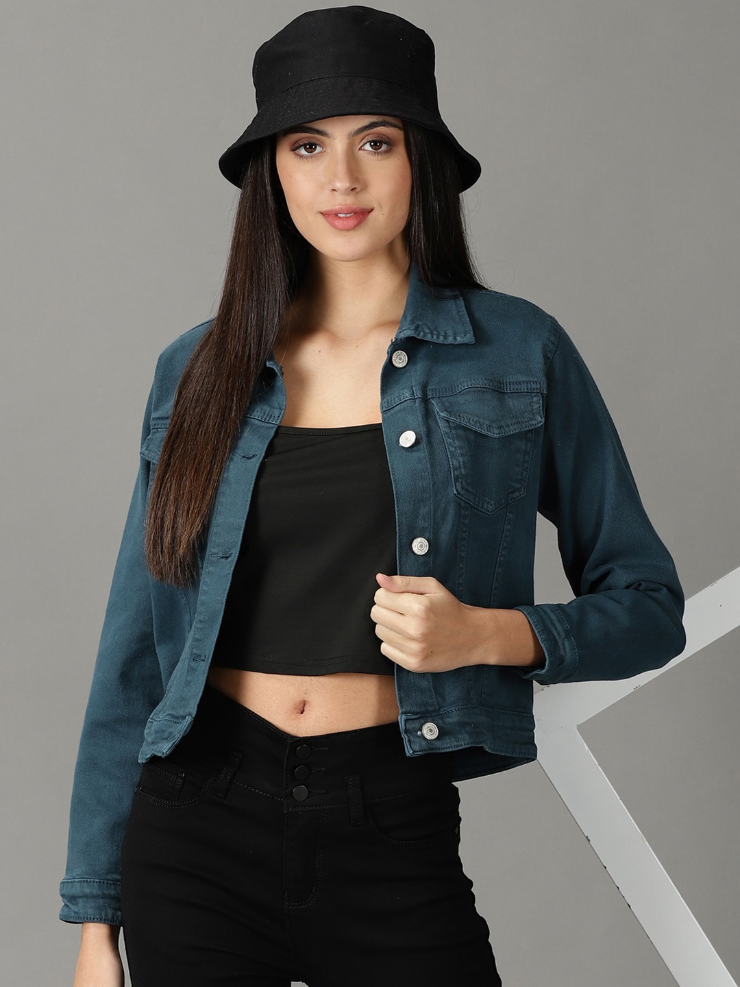 

SHOWOFF Women Denim Jacket, Teal