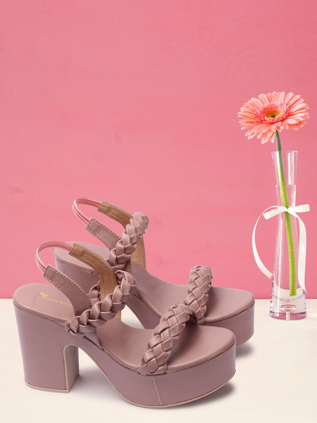 

Longwalk Textured Open Toe Block Heels, Peach