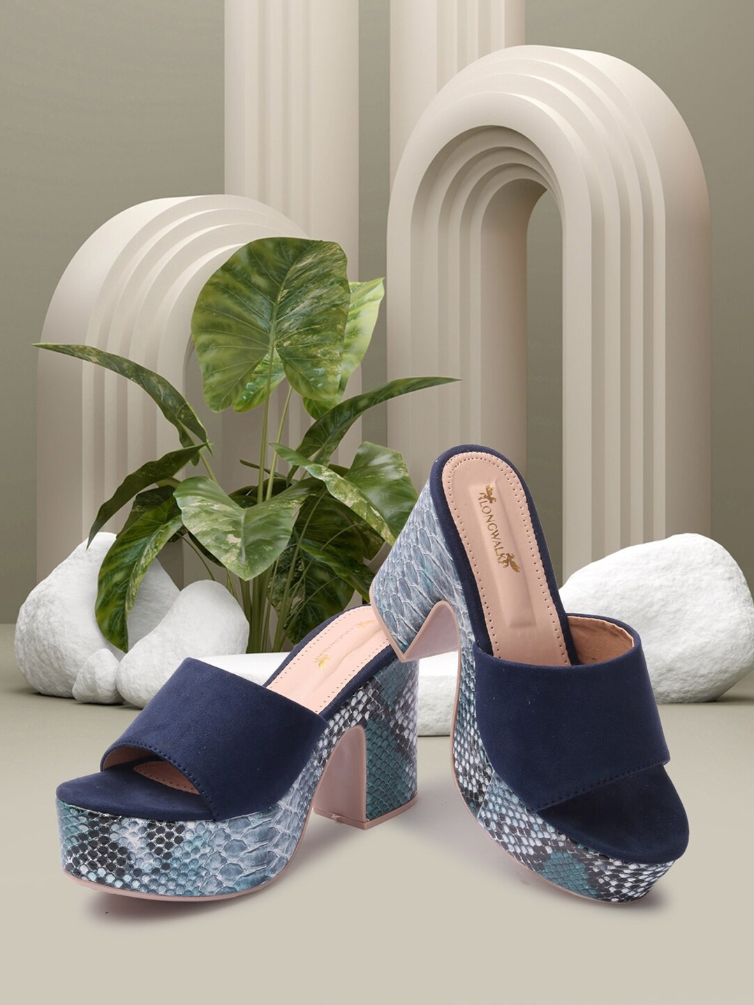 

Longwalk Printed Suede Block Heels, Blue