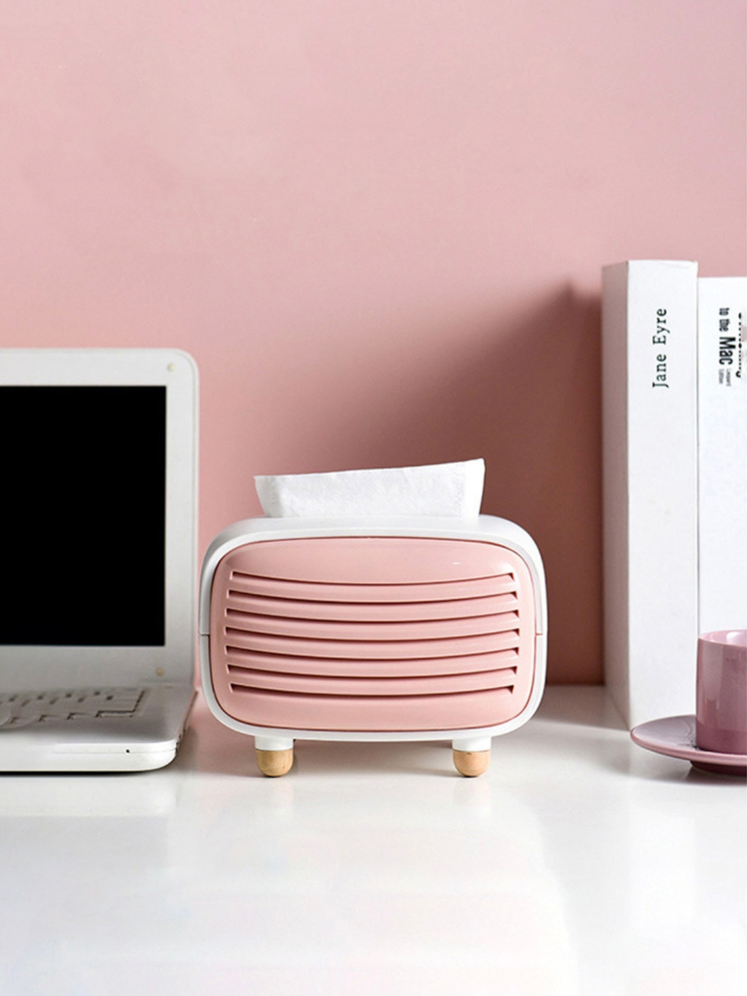 

Nestasia White & Pink Radio Tissue Box Holder