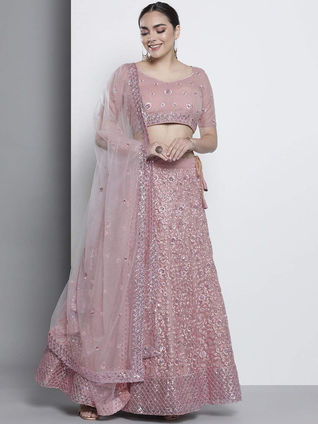 

Fusionic Embroidered Semi-Stitched Lehenga & Unstitched Blouse With Dupatta, Lavender