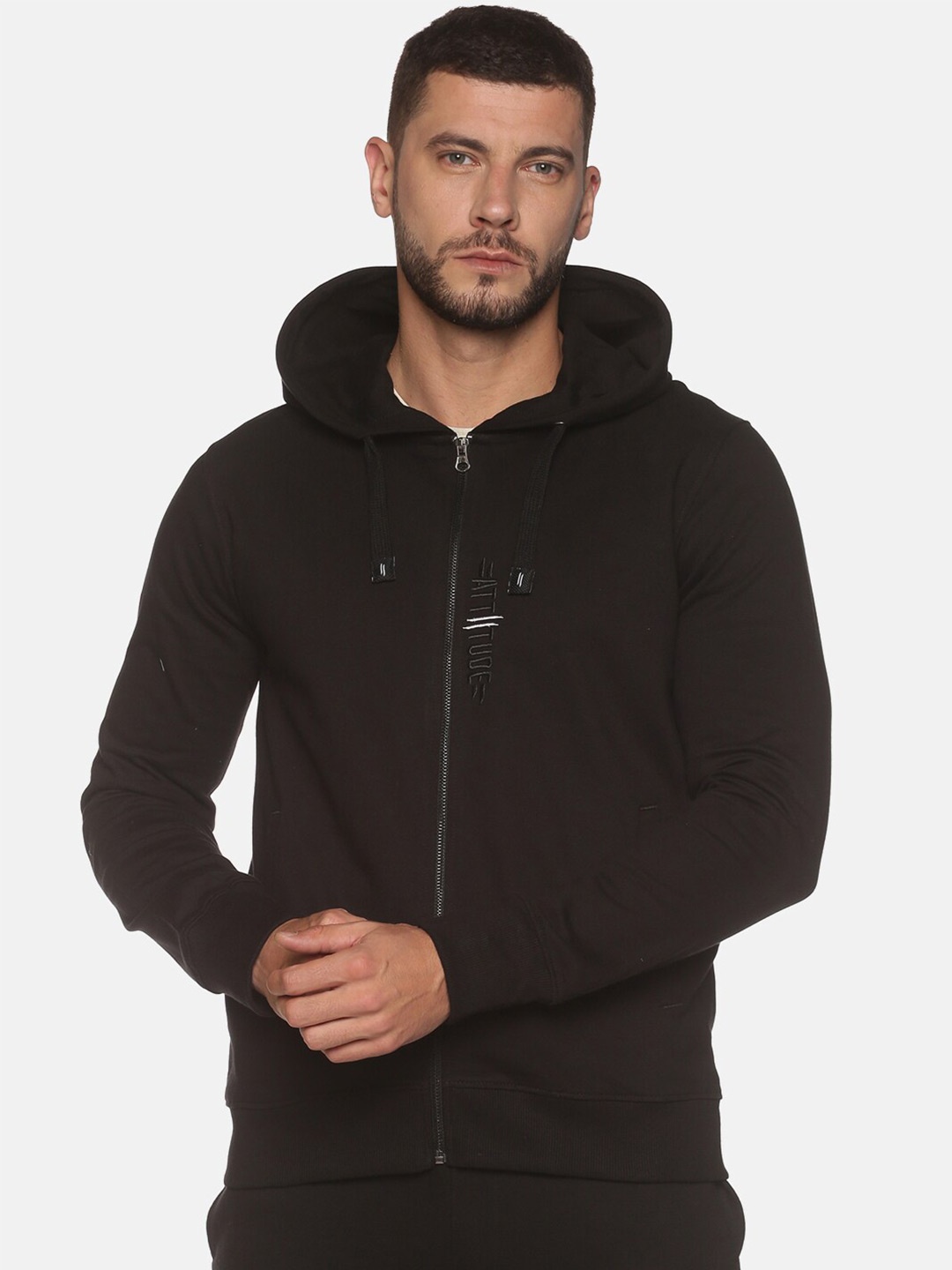 

ATTIITUDE Men Hooded Cotton Sweatshirt, Black