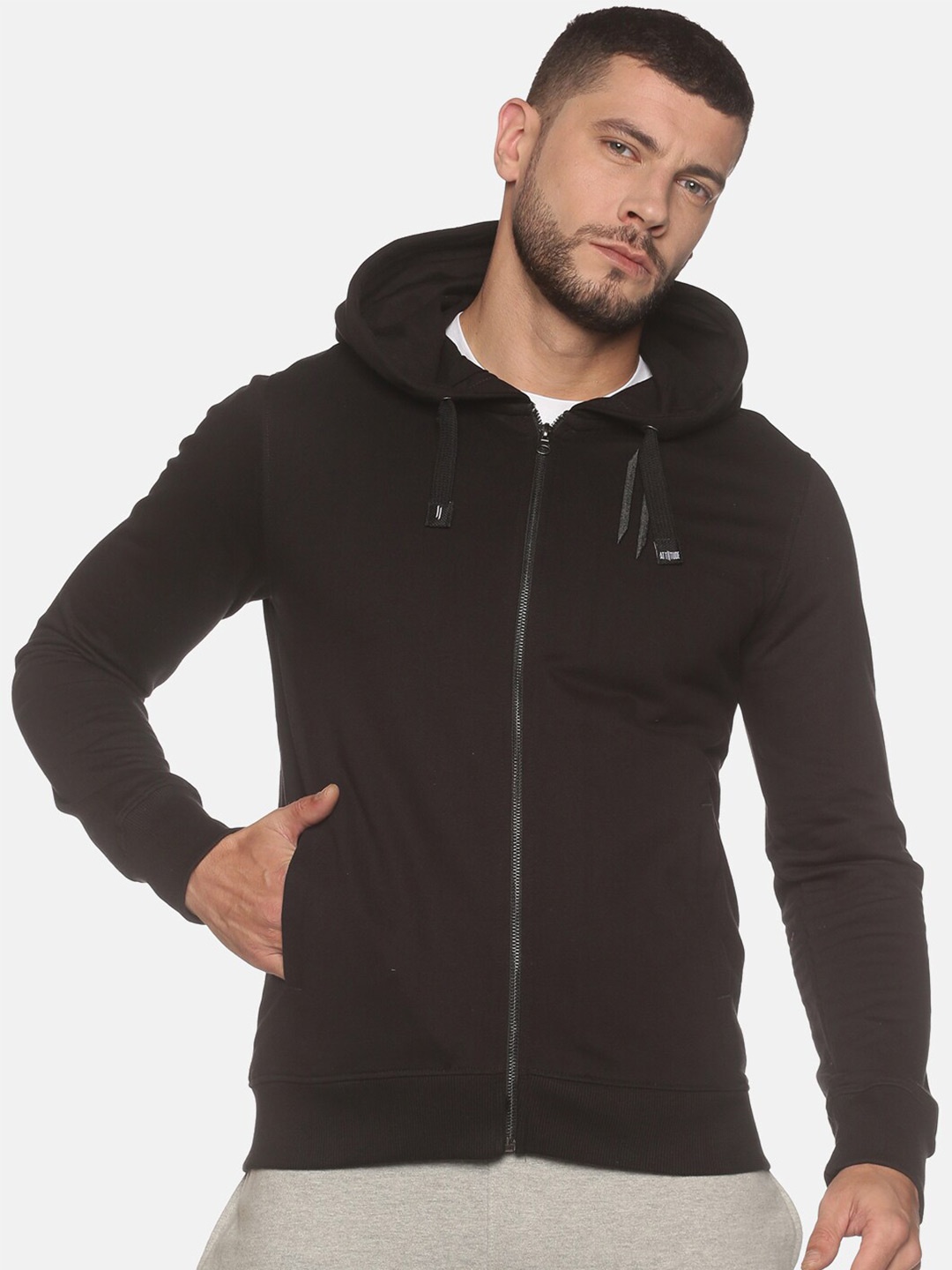 

ATTIITUDE Men Hooded Cotton Sweatshirt, Black