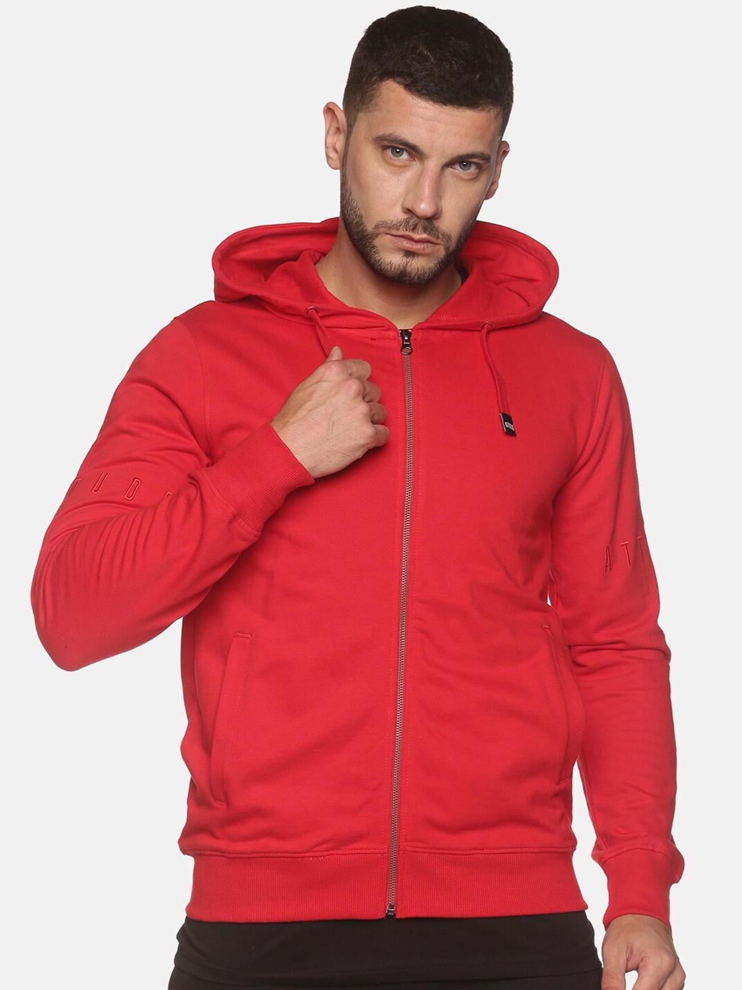 

ATTIITUDE Men Hooded Pure Cotton Sweatshirt, Red