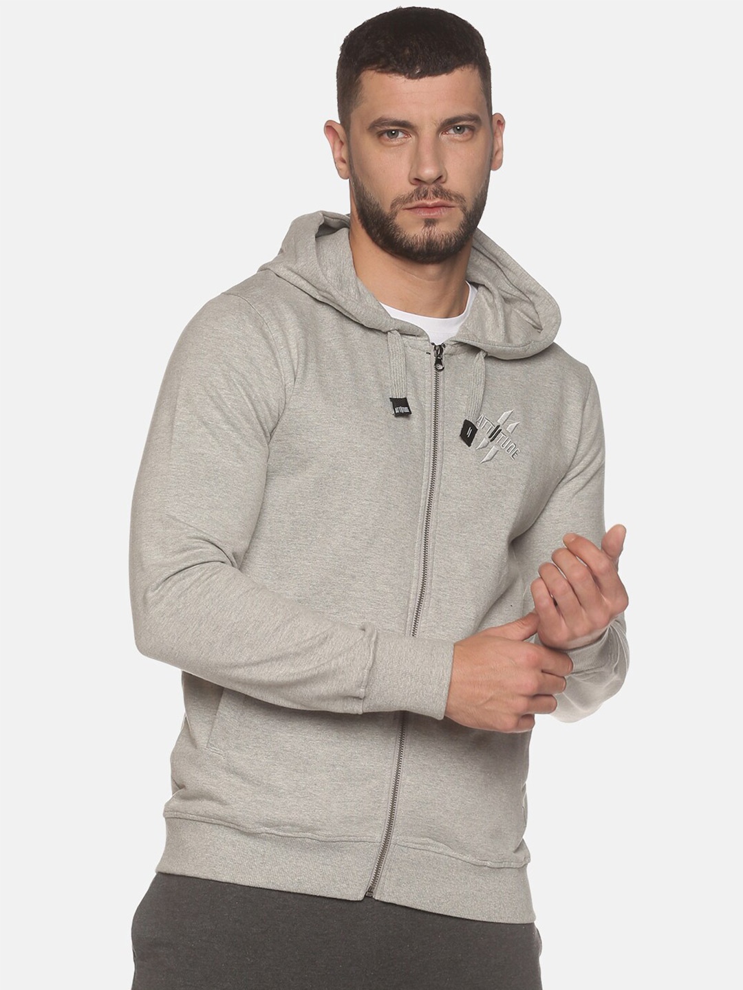 

ATTIITUDE Men Hooded Cotton Sweatshirt, Grey