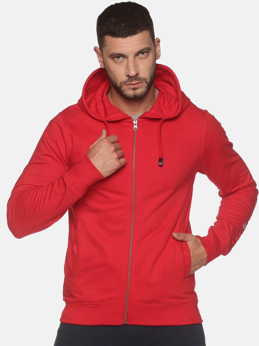 

ATTIITUDE Men Hooded Pure Cotton Sweatshirt, Red