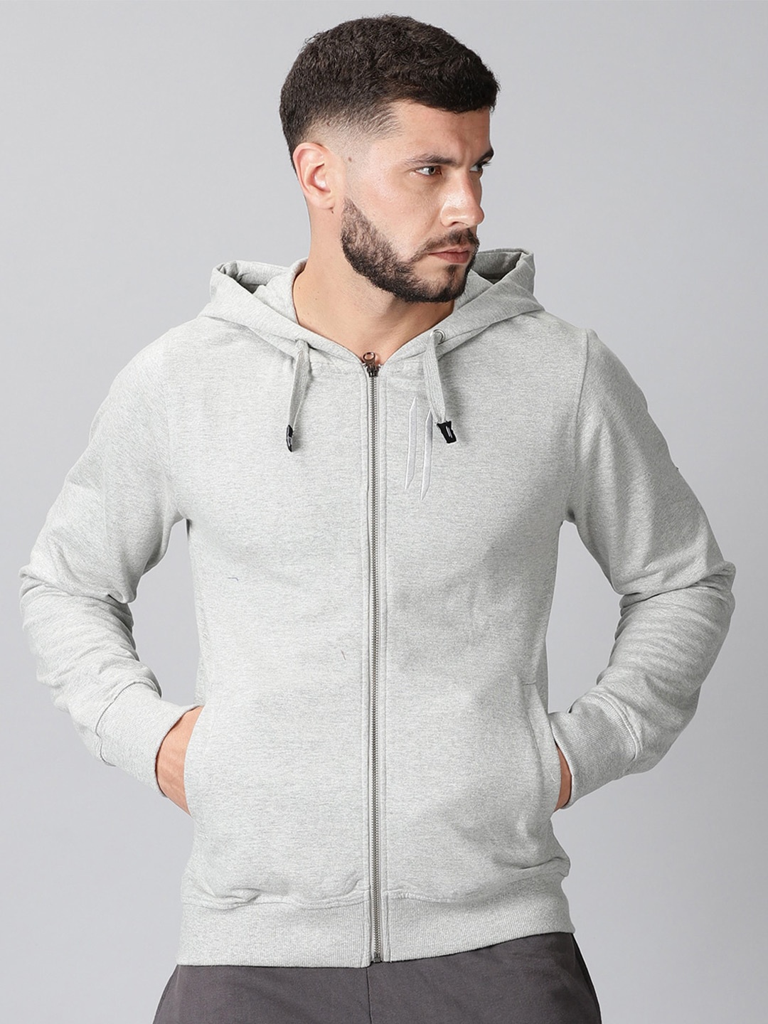 

ATTIITUDE Men Hooded Pure Cotton Sweatshirt, Grey