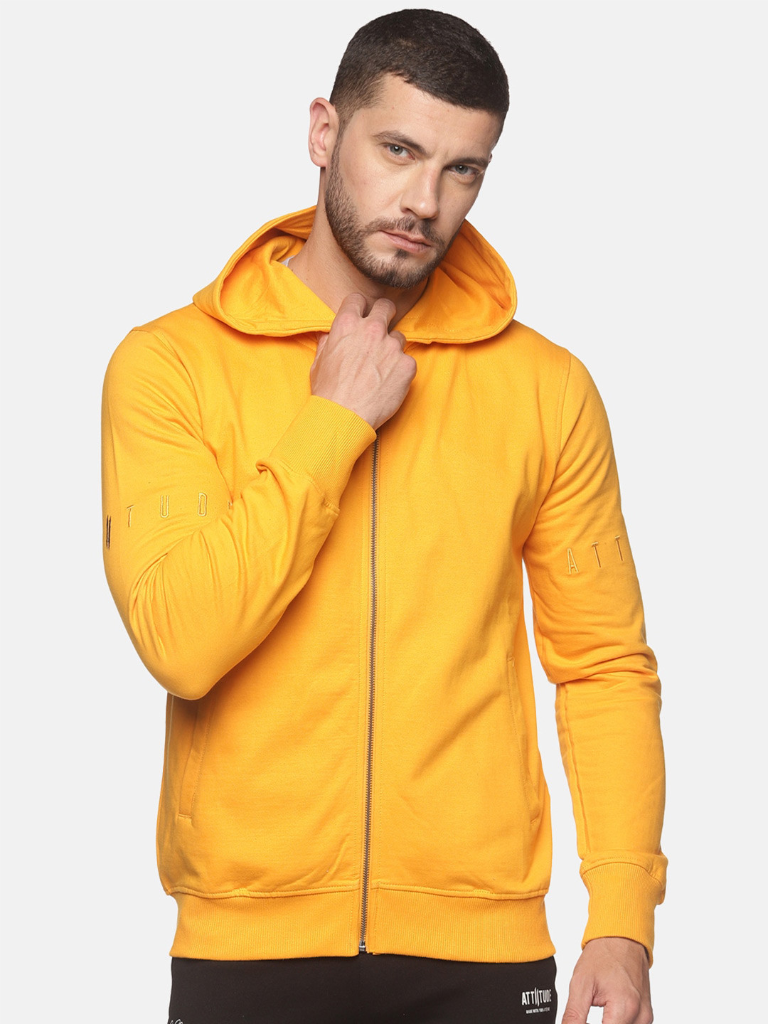 

ATTIITUDE Men Hooded Sweatshirt, Yellow