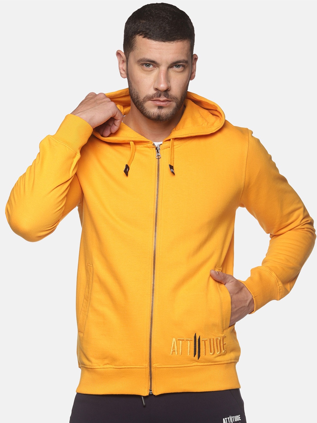 

ATTIITUDE Men Hooded Cotton Sweatshirt, Yellow