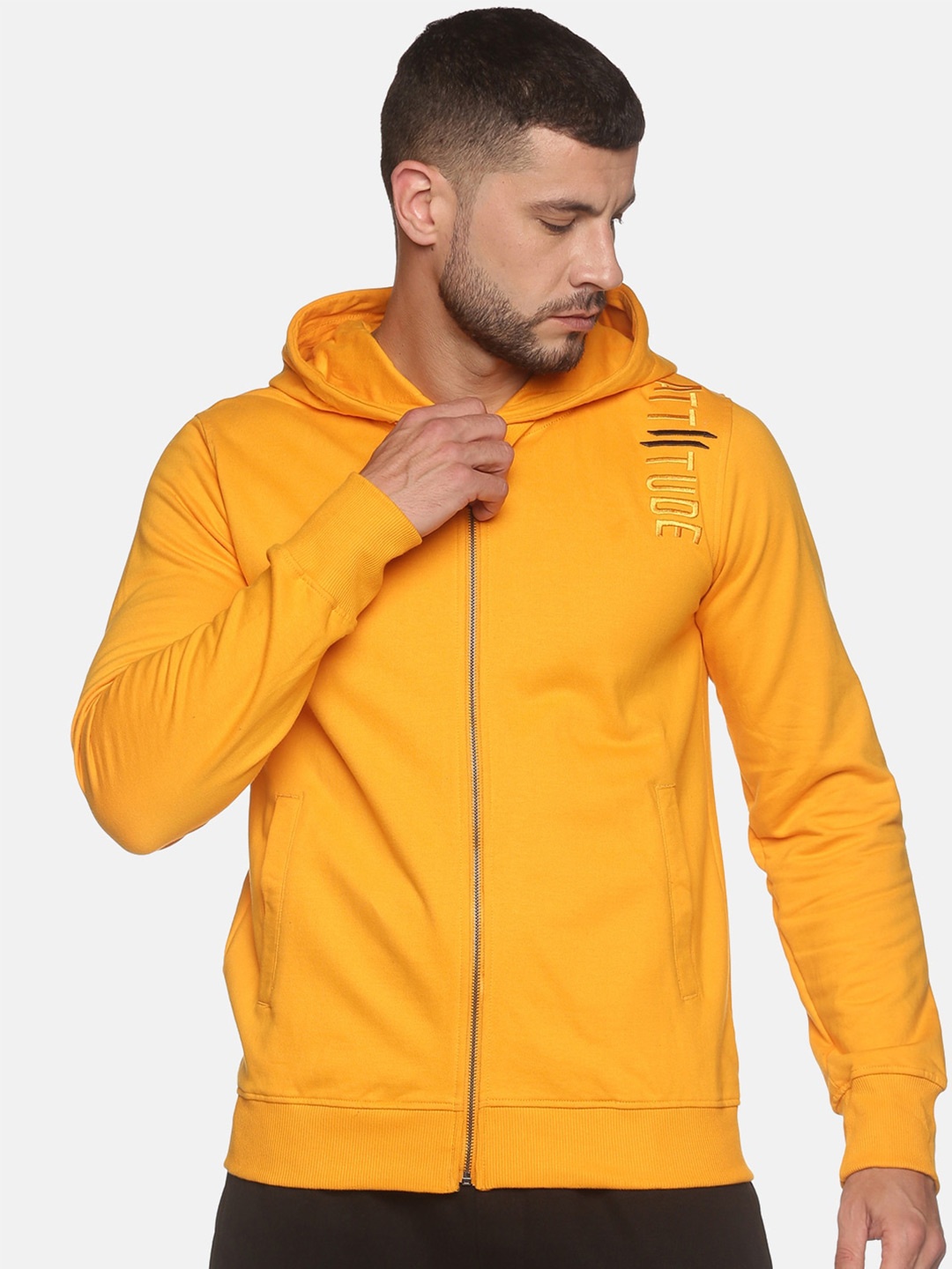

ATTIITUDE Men Hooded Sweatshirt, Yellow