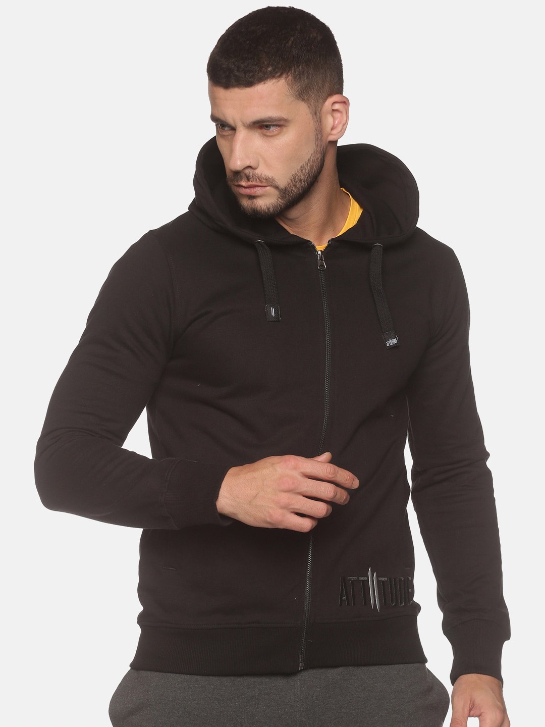 

ATTIITUDE Men Hooded Cotton Sweatshirt, Black