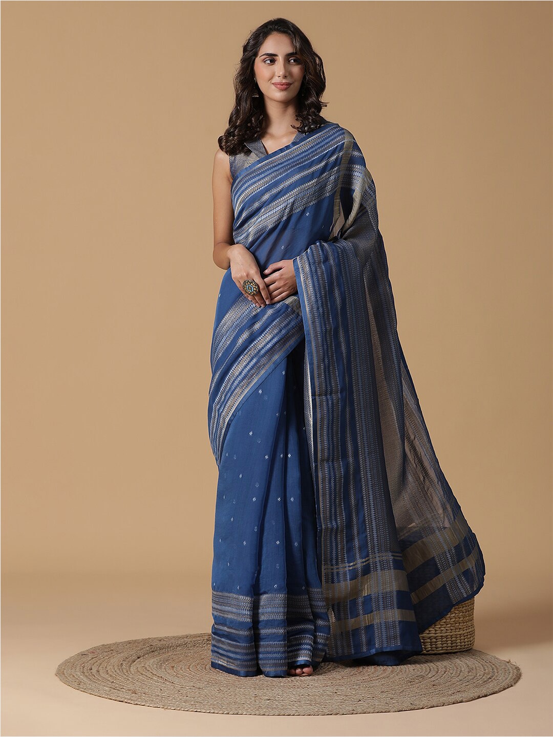 

SHINGORA Woven Design Zari Saree, Blue