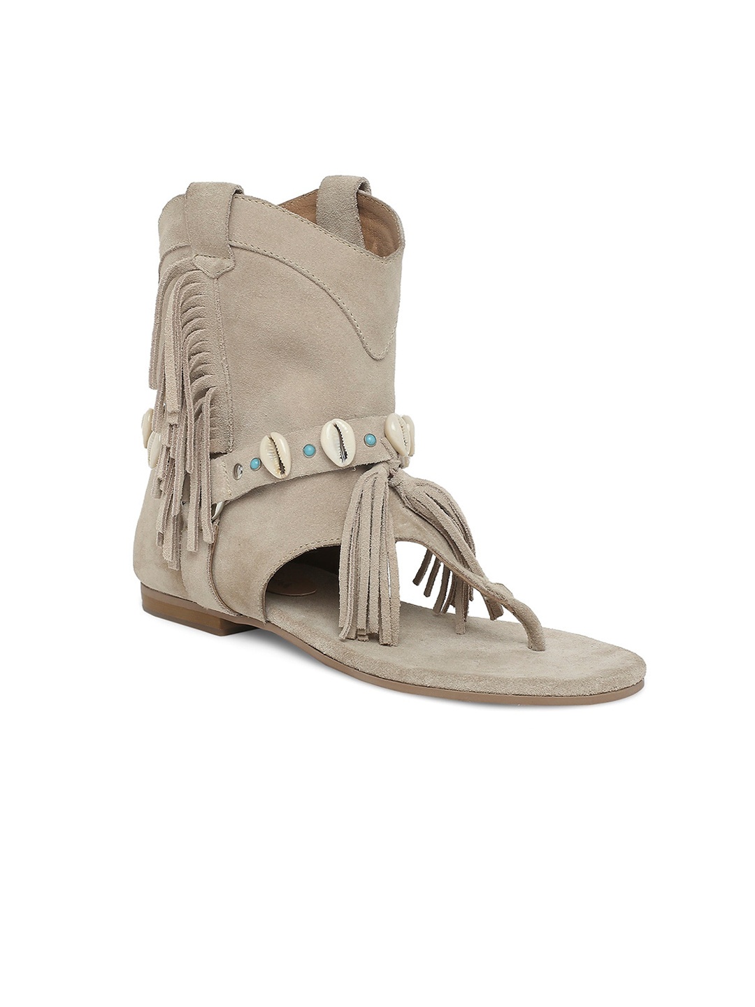 

Tao Paris WANDERLUST By Seema K Sajdeh Women Embellished Mid-Top T-Strap Flats, Grey