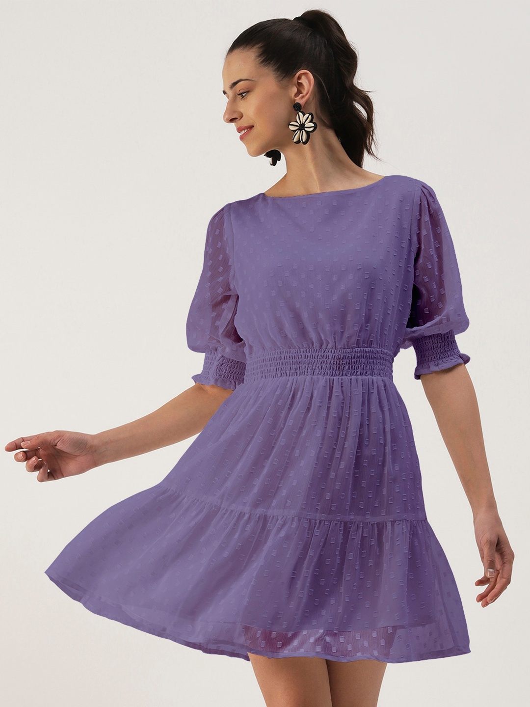 

DressBerry Boat Neck Georgette Dress, Lavender