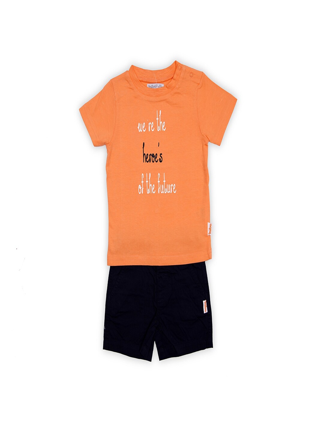 

milou Boys Printed T-shirt with Shorts Set, Orange