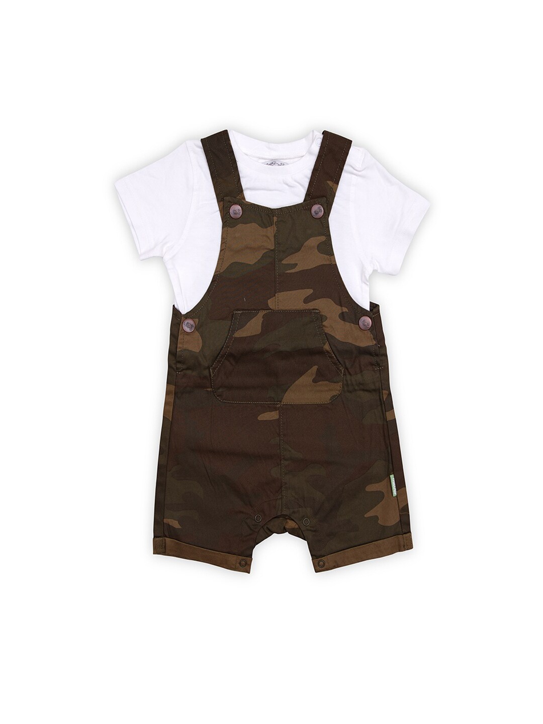 

milou Boys T-shirt with Dungaree Shorts Set, White