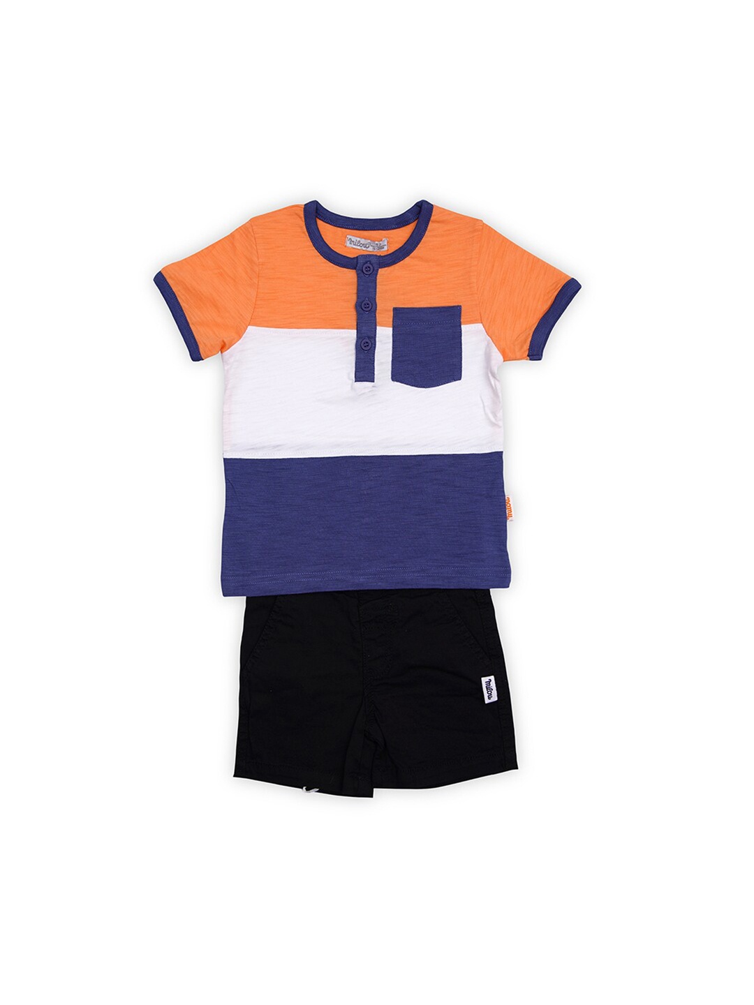 

milou Boys Colourblocked T-shirt with Shorts, White