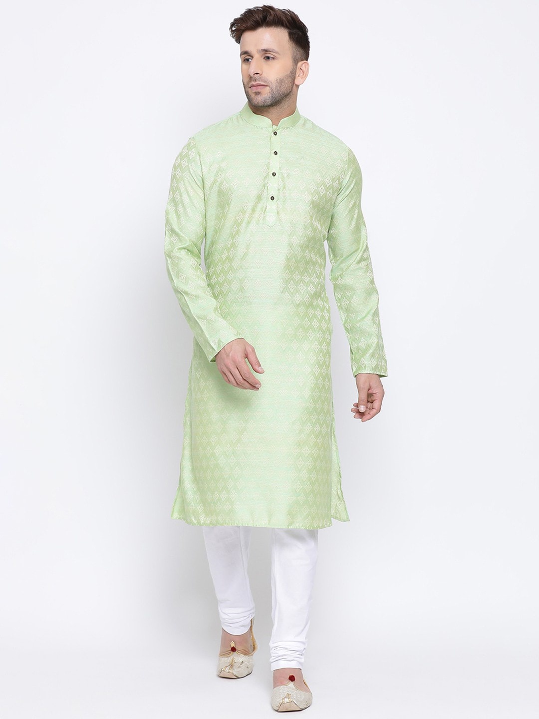 

NAMASKAR Men Ethnic Motifs Printed Kurta, Green