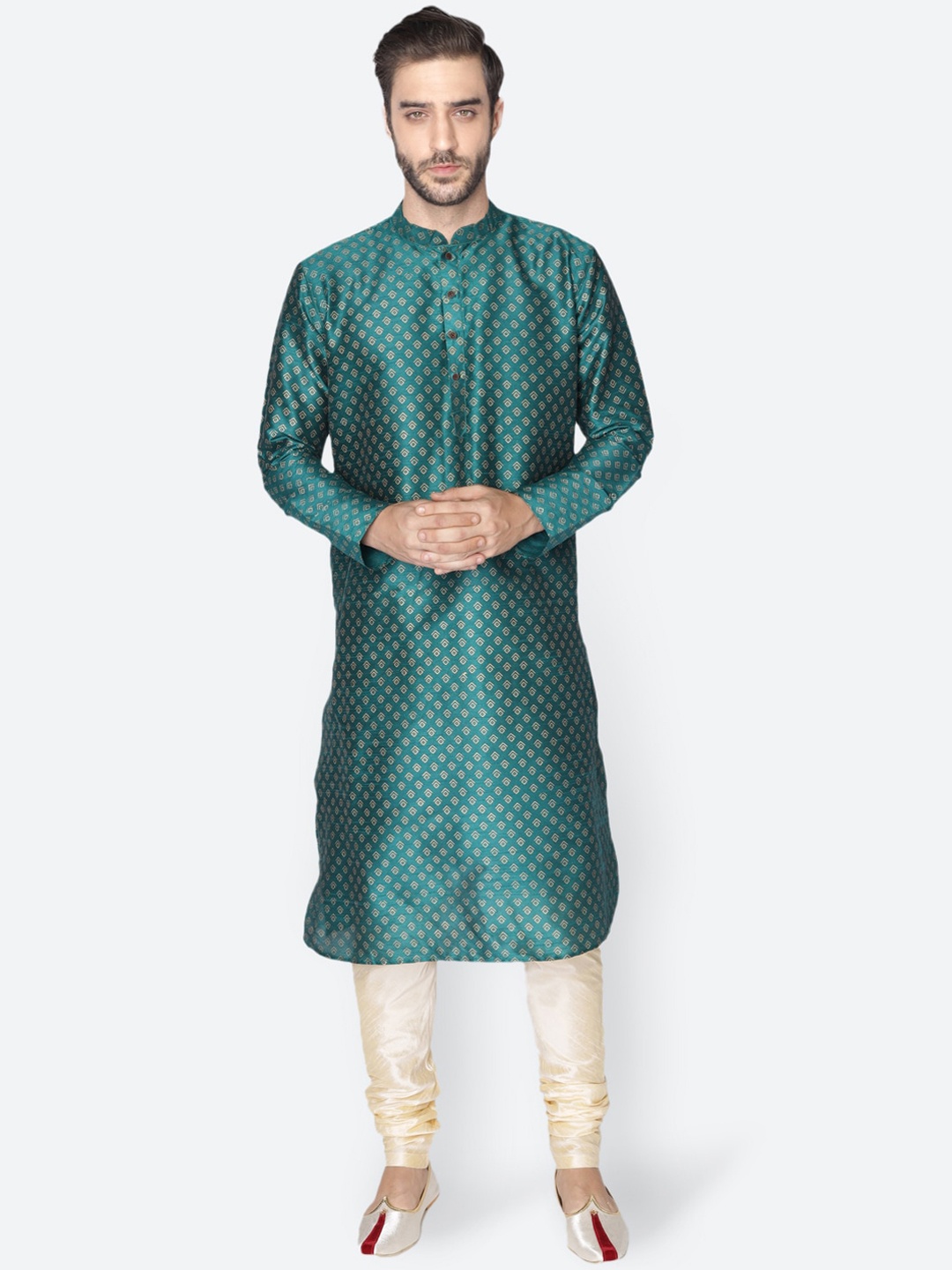 

NAMASKAR Men Ethnic Motifs Printed Kurta, Green