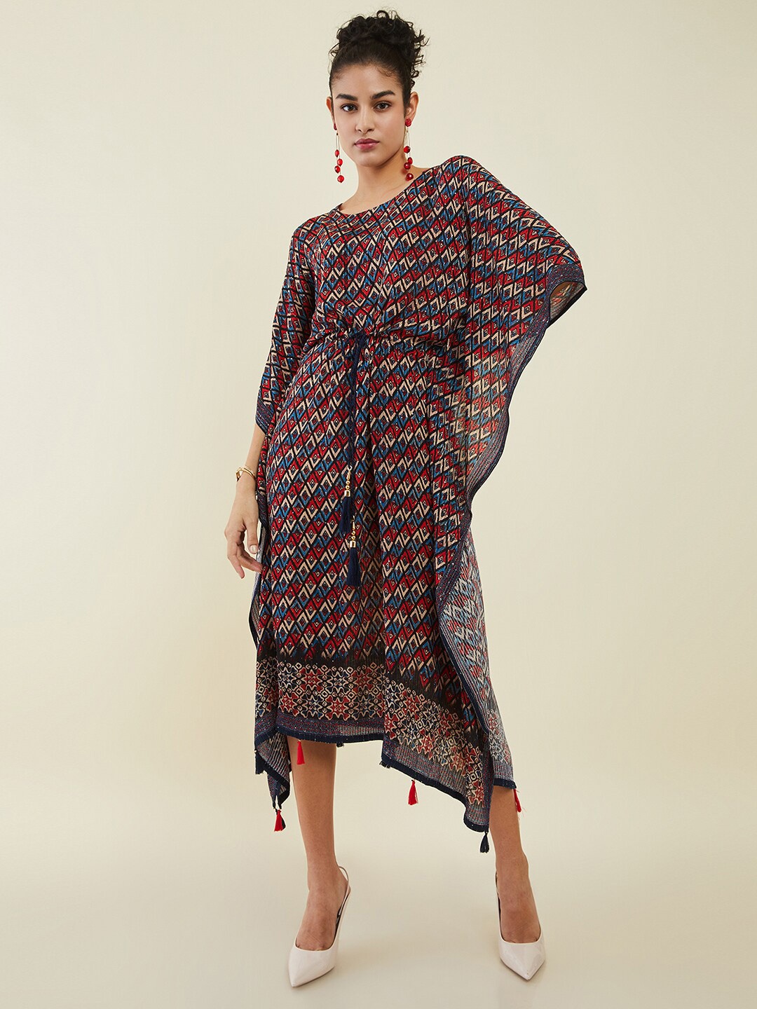 

Soch Geometric Printed Kaftan Midi Dress, Blue